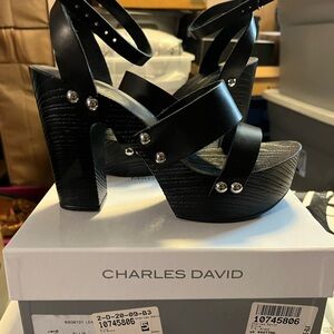 Charles David Black Platform Heels
